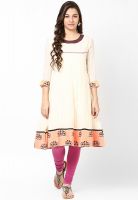 Span Cream Checked Kurta