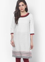 Span Off White Embroidered Kurtis