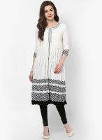 Span Off White Embroidered Kurtis