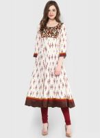 Span Off White Printed Kurtis