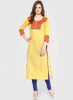 Span Yellow Printed Kurtis