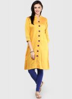 Span Yellow Printed Kurtis