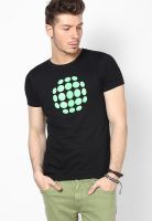 Sunburn Black Printed Round Neck T-Shirts