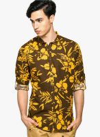 Teemper Printed Yellow Casual Shirt