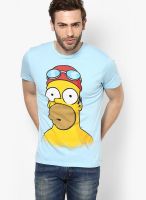 The Simpsons Blue Printed Round Neck T-Shirts