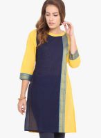 Titch Button Yellow Embellished Kurtas