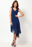 Tops And Tunics Blue Colored Solid Asymmetric Dress