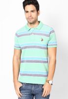 U.S. Polo Assn. Green Striped Polo T-Shirts