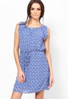 United Colors of Benetton Blue Colored Printed Skater Dress