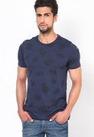 United Colors of Benetton Navy Blue Printed Round Neck T-Shirt