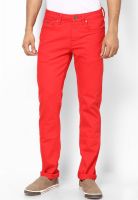 United Colors of Benetton Red Solid Skinny Fit Denim Jeans