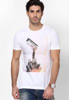United Colors of Benetton White Solid Round Neck T-Shirts