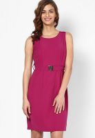 Van Heusen Magenta Colored Solid Shift Dress