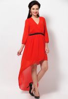 Vero Moda 3/4Th Sleeve Orange Dress