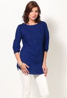 Vero Moda 3/4th Sleeve Blue Plain Top