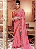 Viva N Diva Pink Embroidered Saree