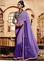 Viva N Diva Purple Embroidered Saree