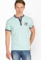 Wilkins & Tuscany Light Blue Solid Henley T-Shirts