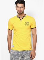 Wilkins & Tuscany Yellow Solid Henley T-Shirts