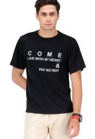 Yepme Black Printed Round Neck T-Shirts