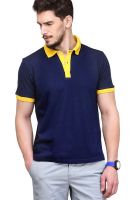 Yepme Navy Blue Solid Polo T-Shirts