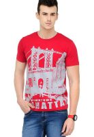 Yepme Red Printed Round Neck T-Shirts