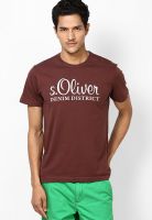 s.Oliver Maroon Round Neck T-Shirt