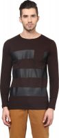 Acomharc Striped Men's Round Neck Brown T-Shirt