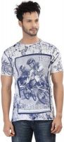 Afylish Printed Men's Round Neck Blue T-Shirt