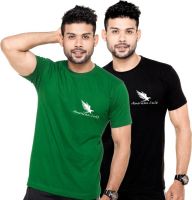 American Cult Solid Men's Round Neck Black, Green T-Shirt(Pack of 2) American Cult Solid Men's Round Neck Black, Green T-Shirt(Pack of 2)