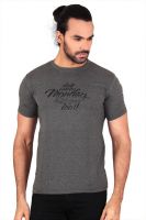 Anger Beast Printed Men's Round Neck Grey T-Shirt