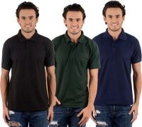 Blaze Solid Men's Polo Neck Multicolor T-Shirt(Pack of 3)
