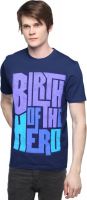 Bodymate Graphic Print Men's Round Neck Dark Blue T-Shirt