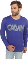 Calvin Klein Printed Men's Round Neck Purple T-Shirt