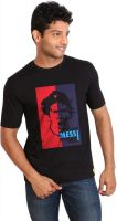 Campus Sutra Printed Men's Round Neck Black T-Shirt