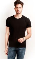 Change360 Solid Men's Round Neck Black T-Shirt