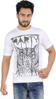 CHECKERSBAY Printed Men's Round Neck White T-Shirt