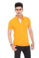 Colors and Blends Solid Men's Polo Neck Orange T-Shirt