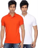 Concepts Solid Men's Polo Neck Multicolor T-Shirt(Pack of 2)