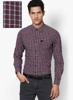 Cotton County Premium Checks Maroon Casual Shirt