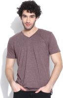 Cult Fiction Solid Men's V-neck Maroon T-Shirt