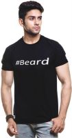 Enquotism Printed Men's Round Neck Black T-Shirt