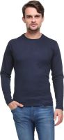 Flippd Solid Men's Round Neck Dark Blue T-Shirt