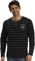 Fritzberg Striped Men's Round Neck Black T-Shirt