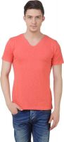 FROST Solid Men's V-neck Orange T-Shirt