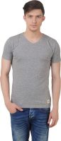 FROST Solid Men's V-neck Grey T-Shirt