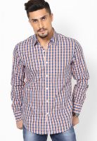 Giordano Checks Orange Slim Fit Casual Shirt