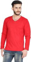 GOFLAUNT Solid Men's V-neck Red T-Shirt
