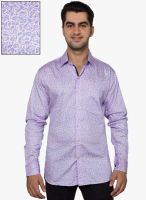 HANCOCK Purple Printed Slim Fit Casual Shirt