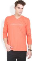 HW Printed Men's V-neck Orange T-Shirt